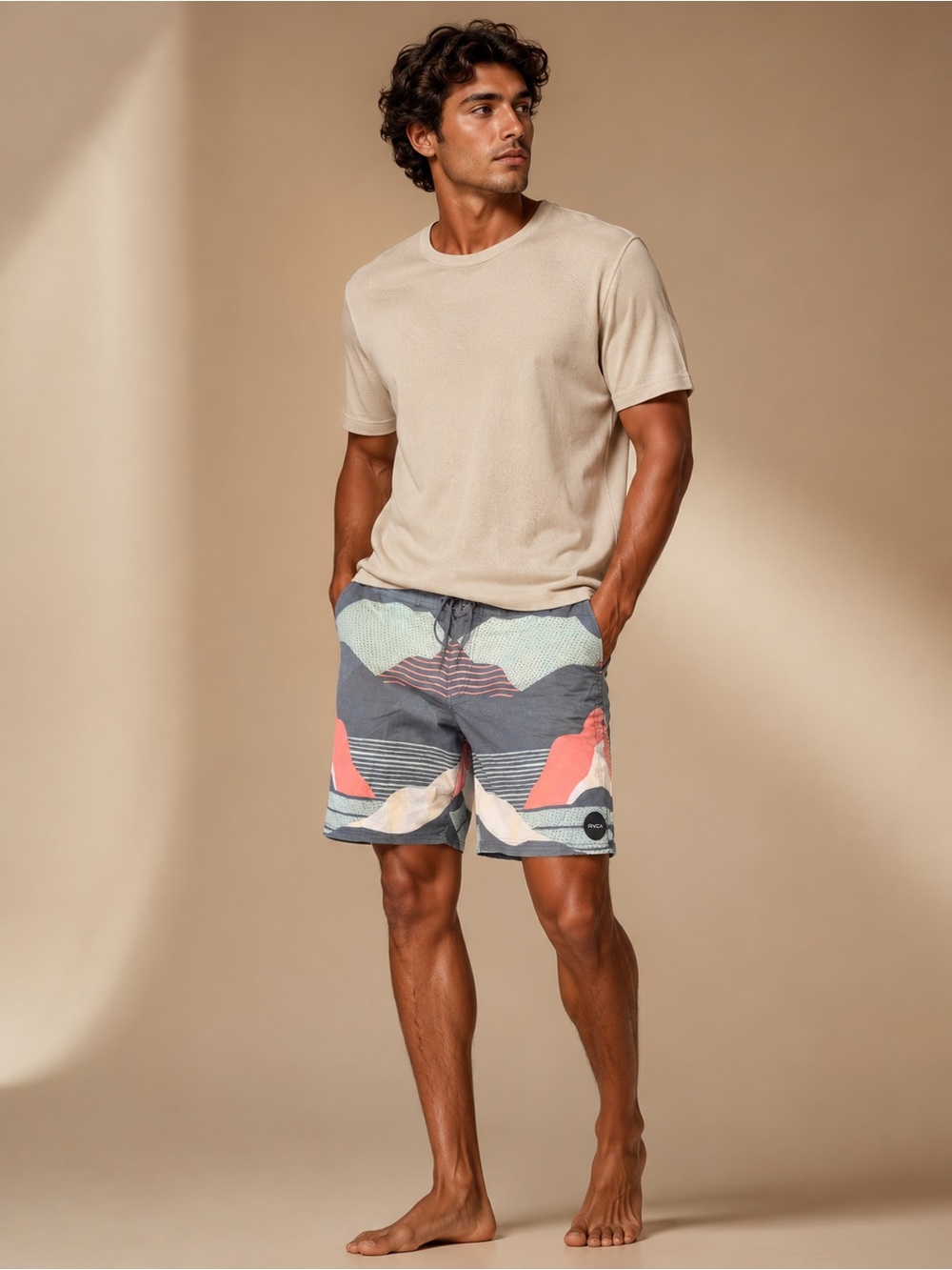 RVCA Teal Swim Trunks with Charcoal Waistband